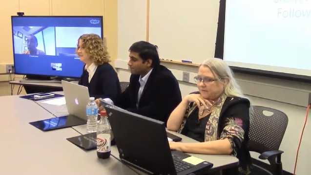 Left to right: Panel moderator Lea Shanley of the South Big Data Hub, Nitin Agarwal and Kathleen Carley.
